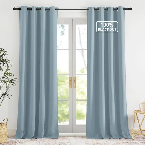 Vista 100 de NICETOWN Cortinas 100% Opacas Cortas de 36 Pulgadas de Largo para Dormitorio, Privacidad Aislamiento Térmico con Ojales Cortinas de Ventana