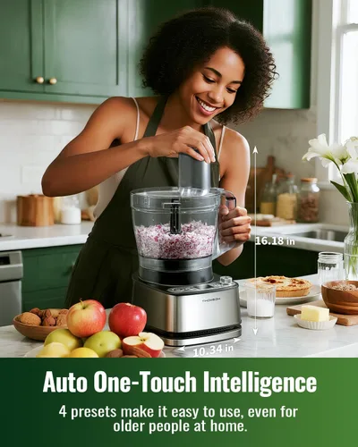 Vista 6 de Procesador de alimentos, 4 programas y pulso, potencia máxima de 1000W, volumen total de 1000 ml para cortar, picar, trocear, rallar, hacer puré