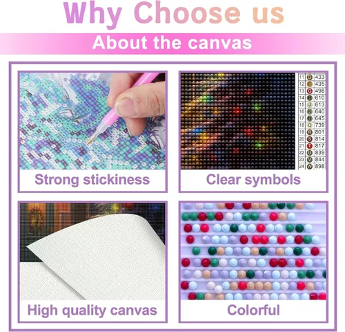 Vista 3 de Kits de pintura de diamantes para adultos, bricolaje 5D para el día de Navidad, kit de pintura de diamantes de taladro completo, arte de diamantes