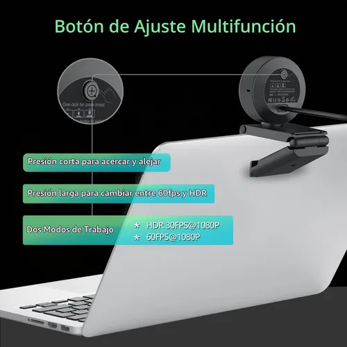 Vista 6 de Angetube Cámara web 1080p con luz de anillo para transmisión, cámara web