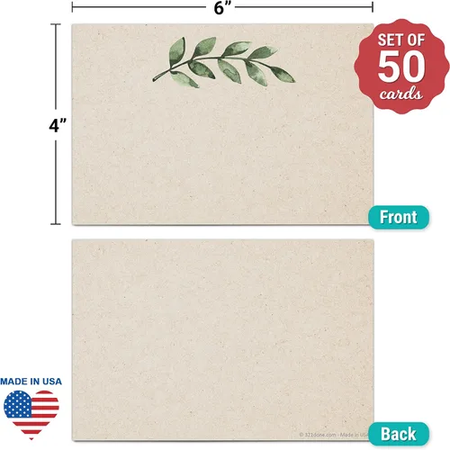 Vista 2 de 321Done Tarjetas verdes en blanco, papel kraft de 4 x 6, juego de 50 – fabricadas en los Estados Unidos, cartulina gruesa, ideal para saludos