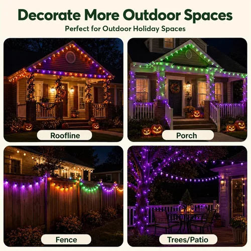 Vista 5 de Luces de cadena navideñas C9 inteligentes de 100 LED de 79 pies con control por aplicación, 105 modos, enchufables, luces de cadena de hadas