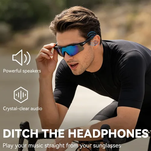 Vista 5 de Lentes de sol Bluetooth para hombres y mujeres, lentes inteligentes con altavoces de oreja abierta, asistente de voz, control táctil, lente