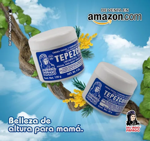 Vista 5 de DEL INDIO PAPAGO Crema Facial Día Piel con Tepezcohuite 2.12 oz Pequeño - Colageno Y Vitamina E Corporal - Hidrata la Piel
