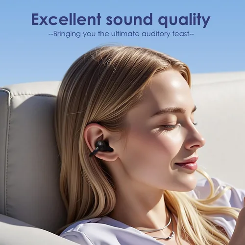 Vista 2 de Auriculares abiertos con aro de oído abierto, ligeros, cómodos, con clip de oreja abierto, auriculares inalámbricos, 40H Play Bluetooth 5.4