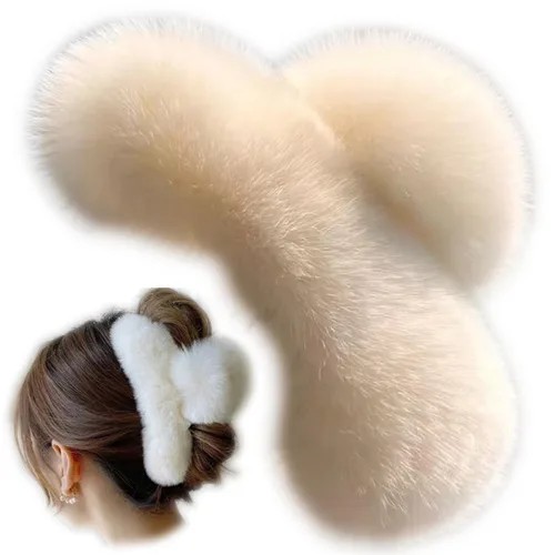 Vista 6 de YOYLMAL - Pinza grande de pelo sintético para mujer, 5.1 pulgadas, pinzas de pelo mullidas y esponjosas, antideslizantes, fuerte sujeción peluda