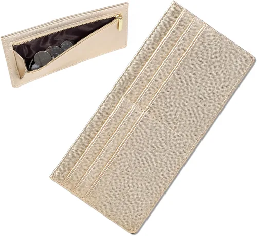 Vista 11 de Cartera Delgada para Tarjetas de Crédito Ultra Delgada Cartera Larga para Tarjetas Bolsillos con Cremallera Estuche para ID Cartera Pequeña Compacta