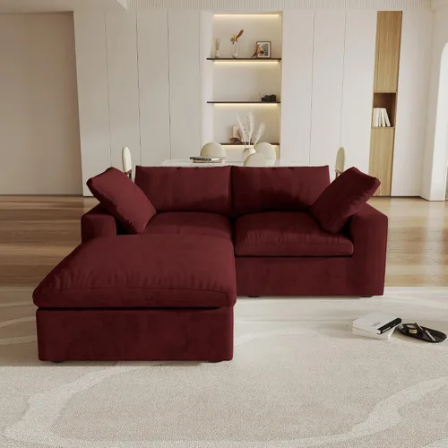 Vista 61 de Cloud - Sofá modular convertible de 80.3 pulgadas en forma de L para sala de estar con otomana de almacenamiento, sofás profundos minimalistas, Negro