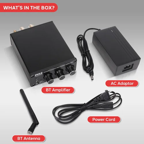 Vista 7 de Pyle Mini amplificador estéreo Bluetooth de 240 W para el hogar, micro receptor compacto de 2 canales con diales de control de graves y agudos Negro
