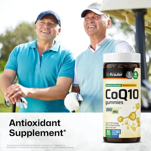 Vista 2 de BIO KRAUTER CoQ10 200mg para producción de energía - Coenzima Q10 para antioxidantes y bienestar diario - Gomitas veganas 90 CoQ10, suministro de 45