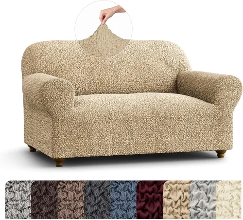 Vista 18 de PAULATO BY GA.I.CO. Funda elástica para sillón – Funda de sofá – Funda de sofá biplaza – Protector lavable de ajuste de forma de 1 pieza para Beige