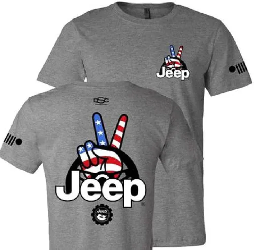 Vista 3 de Camiseta Jeep Wave para hombre Camisetas de algodón premium gris jaspeado