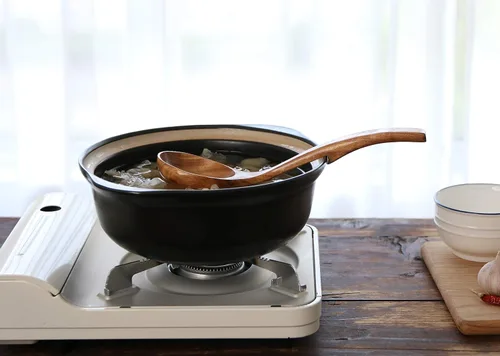 Vista 4 de Cucharón de madera de 3 tamaños, cucharas de madera para cocinar, cucharón de madera para sopa, teca natural, cuchara de madera antiadherente