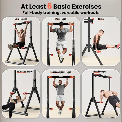 Vista 5 de WATBKHE Power Tower Pull Up Dip Station, Pull Up Bar Free Standing Negro 01