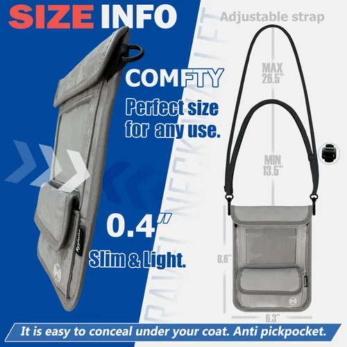 Vista 4 de Cartera de viaje, billetera de pasaporte con bloqueo RFID para mujer, impermeable, con cuello delgado, carteras de mujer, antirrobo, bolso