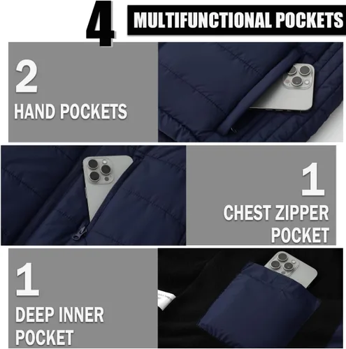 Vista 21 de Msmsse Chalecos de invierno para hombre, con forro polar, acolchado, casual, sin mangas