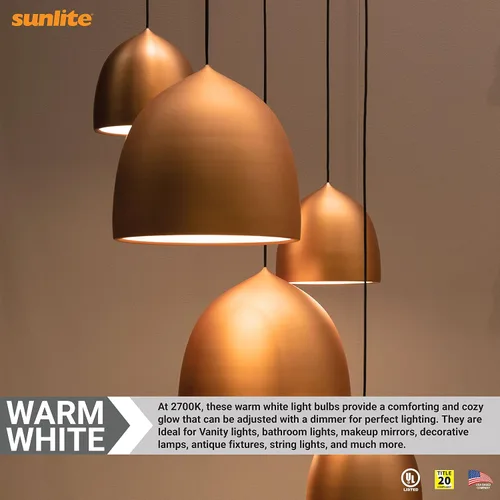 Vista 5 de Sunlite 81124 Bombilla LED G25 Edison Globo, 8.5 vatios (100 W = ), base E26 media, 800 lúmenes, regulable, vidrio transparente, filamento largo
