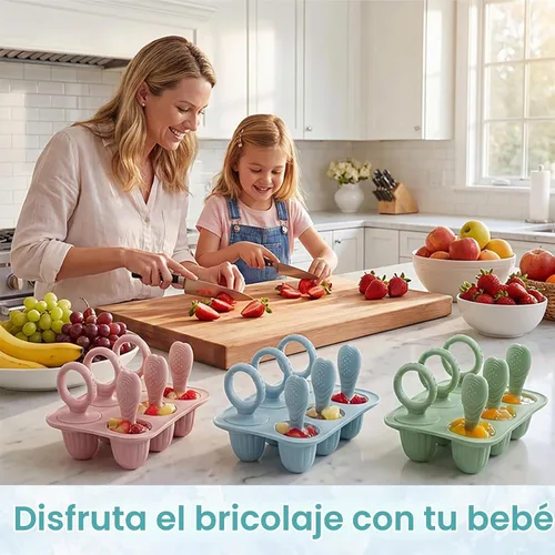 Vista 5 de Moldes de silicona para paletas de bebé, mini moldes para niños Beige y Rosa