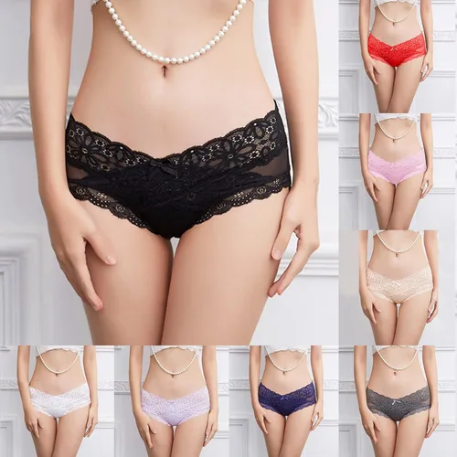 Vista 7 de Jtckarpu Ropa interior de malla para mujer, de cintura baja, de algodón, con encaje Eversoft, tangas de levantamiento de glúteos, transpirables