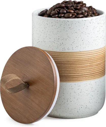Vista 10 de Miamolo Tarro de cerámica con tapa, pequeño recipiente de café para café Beige