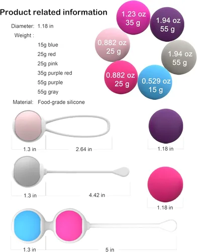 Vista 2 de Sistema de ejercicio kegel, Conjunto de control de peso de ejercicio Kegel, Silicona de grado alimenticio: Ejercicio de suelo pélvico, Dispositivos