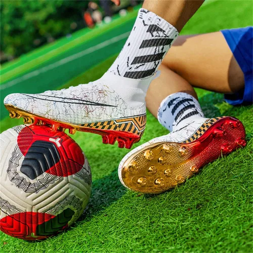 Vista 4 de KAEAEILSS Botas de fútbol para hombre, zapatos de fútbol, zapatos de punta, zapatos cómodos para adultos, atléticas, al aire libre