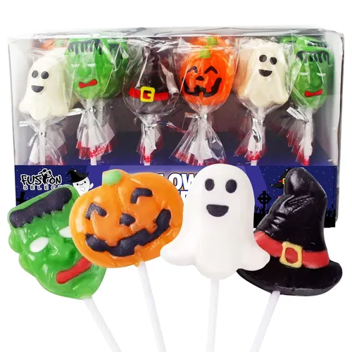 Vista 8 de Fusion Select 24 paletas de calavera de azúcar, dulces coloridos de Halloween y Día de los Muertos, golosinas novedosas envueltas individualmente