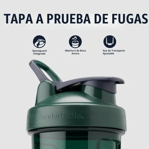 Vista 2 de BlenderBottle - Botella agitadora Pro Series ideal para licuados de proteínas y preentrenamiento, 24 onzas, color verde