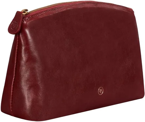 Vista 3 de Maxwell Scott Bolsa de maquillaje grande de cuero de lujo para mujer The Chia Large Hecho a mano en Italia, Vino