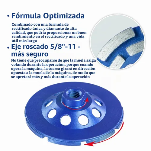 Vista 4 de SALI Ruedas de molienda de hormigón de 4.5 pulgadas 16 segmentos de turbo diamante Arbor de 5/8-11 Rueda de molienda de diamante apta