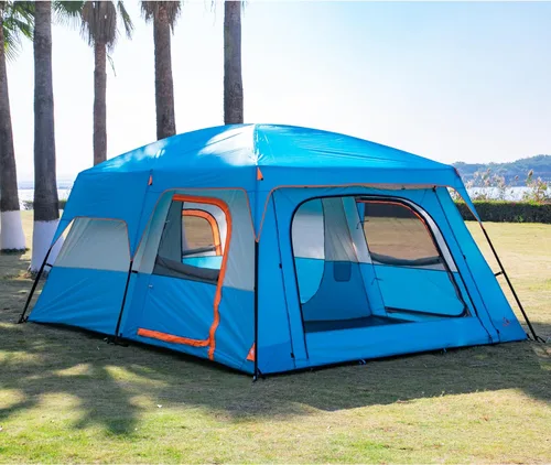 Vista 10 de KTT Extra Large Tent 6-12-14 Person,Family Cabin Tents,2 Rooms,3 Doors and 3 Windows with Mesh,Straight Wall,Waterproof,Double Layer,Big Tent for
