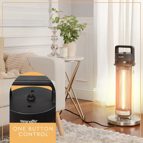 Vista 4 de SereneLife Calentador infrarrojo para patio, calentador eléctrico para patio con control remoto, 900 W, calentadores de interior/exterior