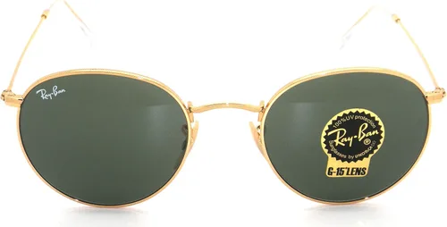 Vista 2 de Ray-Ban Authentic RB 3447 001 - Lentes redondas de metal dorado con marco dorado