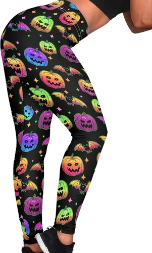 Vista 6 de Leggings de longitud flexible para mujer, pantalones suaves con estampado de flores de calavera colorida