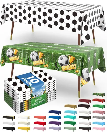 Vista 52 de Pureegg Juego de 10 manteles de plástico desechables, 54 x 108 pulgadas, para fiestas de cumpleaños, picnic, manteles blancos, rectangulares