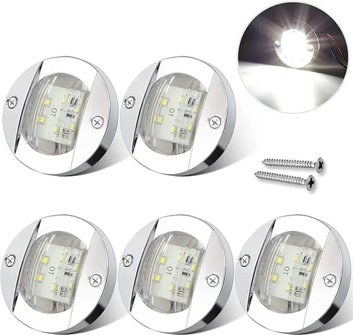 Vista 7 de ALFU 5 unids azul DC 12 V 3 pulgadas redondo barco marino luces interiores montaje popa LED luces de ancla de popa LED luces de pesca nocturna IP67