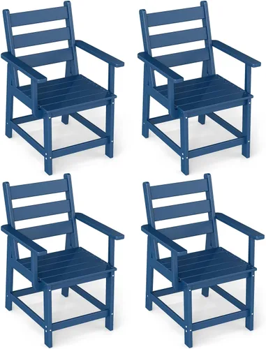 Vista 15 de GREENVINES Silla de comedor al aire libre HDPE, sillas sin brazos, negro