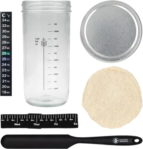 Vista 8 de Cultures For Health Kit de iniciación y tarro de masa madre artesanal Suministros para hacer pan para principiantes Pan fácil de hacer bricolaje