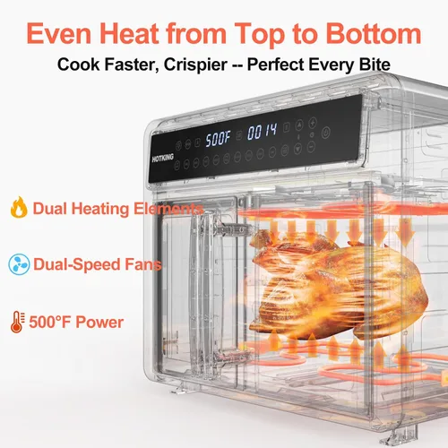 Vista 7 de HotKing Combo de horno tostador de freidora de aire de doble zona, horno