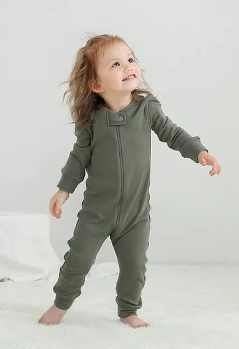 Vista 3 de Owlivia Algodón orgánico para bebés y niñas con cremallera para dormir en N Play sin pies manga larga y corta