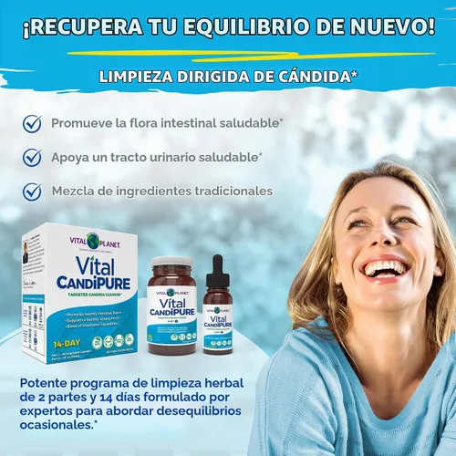 Vista 4 de Vital Planet - Vital CandiPURE - Limpieza intestinal formulada para mantener un equilibrio intestinal saludable, 2 partes - Kit de 14 días, 56