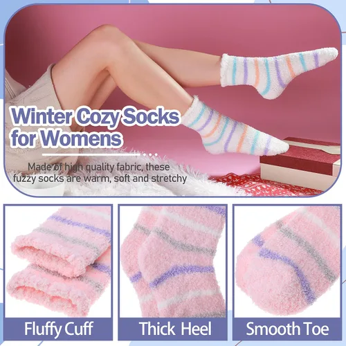 Vista 4 de ANTSANG Womens Fuzzy Socks Slipper Winter Fluffy Comfy Cozy Socks Cabin Warm Home Socks
