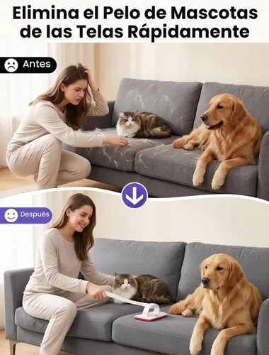 Vista 2 de DELOMO Cepillo removedor de pelo de mascotas reutilizable para muebles