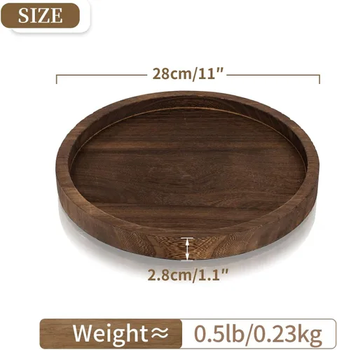 Vista 10 de Hanobe Bandeja para portavelas: bandeja decorativa de madera redonda rústica, centro de mesa, pequeño portavelas para mesa de café, sala de estar