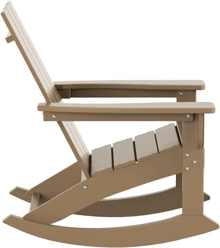 Vista 7 de HDPE Shoreside - Silla mecedora moderna Adirondack de polietileno (juego de 2), madera envejecida Roble (Weathered Wood)