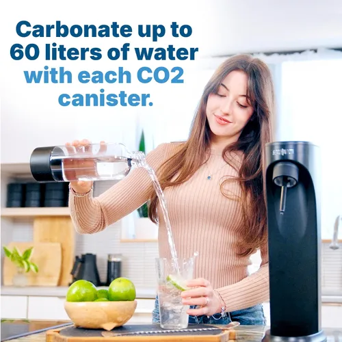 Vista 6 de SENSEation Máquina de Soda Gadgets de Cocina, Nuevos Artículos Esenciales para el Hogar - Juego de Máquina de Agua con Gas con 1 Cartucho de CO2