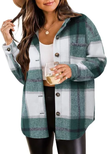 Vista 25 de ZOLUCKY Chaqueta de manga larga con botones para mujer, talla grande, blusas