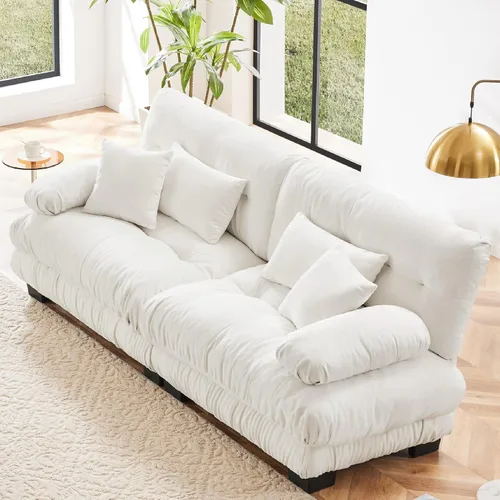 Vista 12 de KEIKI Sofá modular de 94 pulgadas con 4 almohadas, cómodo juego de sofá biplaza Cloud para sofá de asiento profundo suave y profundo, sofá biplaza