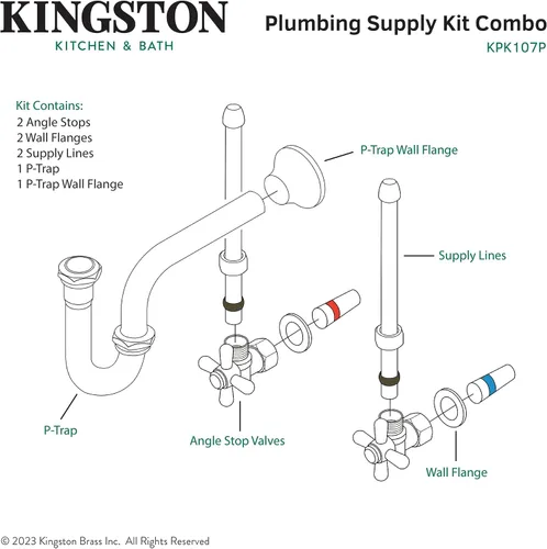 Vista 10 de Kingston Brass KPK107P Trimscape Kit de suministro de fontanería combinado, latón cepillado Cobrizo cepillado