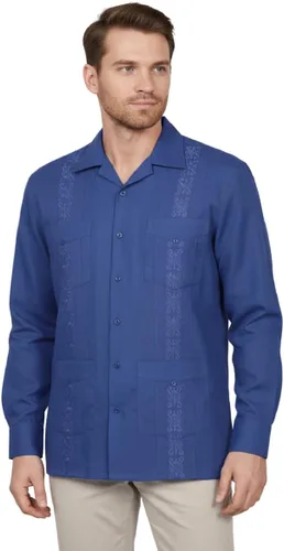 Vista 16 de NE PEOPLE Camisa de manga larga bordada con botones de guayabera cubana para hombre (S-4XL)